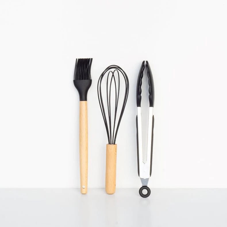Designed to keep you cooking with flair, these handsome Acacia Handle Silicone Utensil Set in a 10 piece feature a black silicone head and a rounded handle of solid acacia, perfect for the modern chef. Everything you need, including a utensil holder!| Bliss Gifts &amp; Homewares | Unit 8, 259 Princes Hwy Ulladulla | South Coast NSW | Online Retail Gift &amp; Homeware Shopping | 0427795959, 44541523