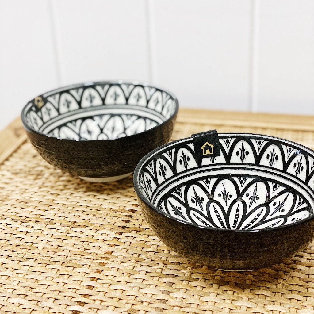 Our Casablanca Ebony Mini Bowl is perfect for everyday use like kids cereal, dipping sauces, dips, nuts, snacks and great for a grazing table. Our Casablanca Small plate is 12cm in diameter, 5.5cm in height.| Bliss Gifts &amp; Homewares | Unit 8, 259 Princes Hwy Ulladulla | South Coast NSW | Online Retail Gift &amp; Homeware Shopping | 0427795959, 44541523
