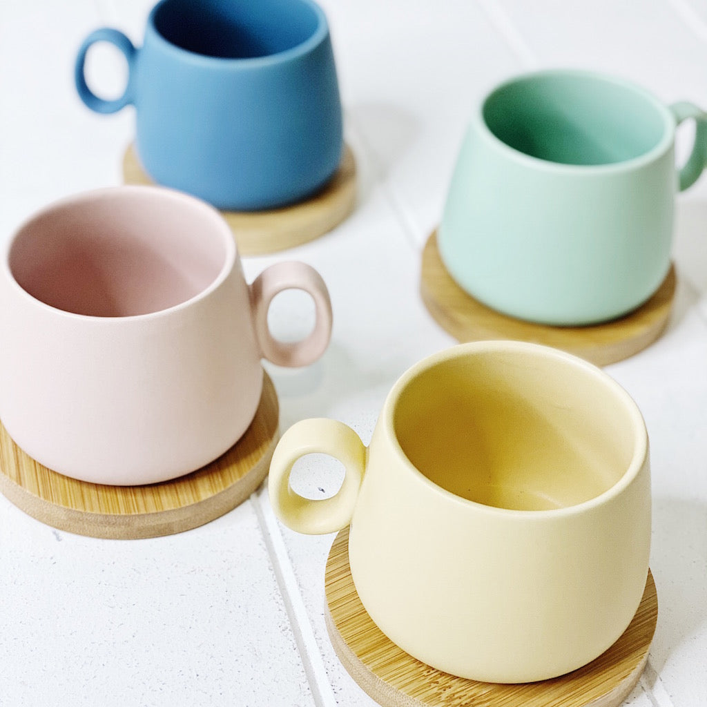 Coffee Culture Set of 4 Coffee and Tea Mug with Coaster