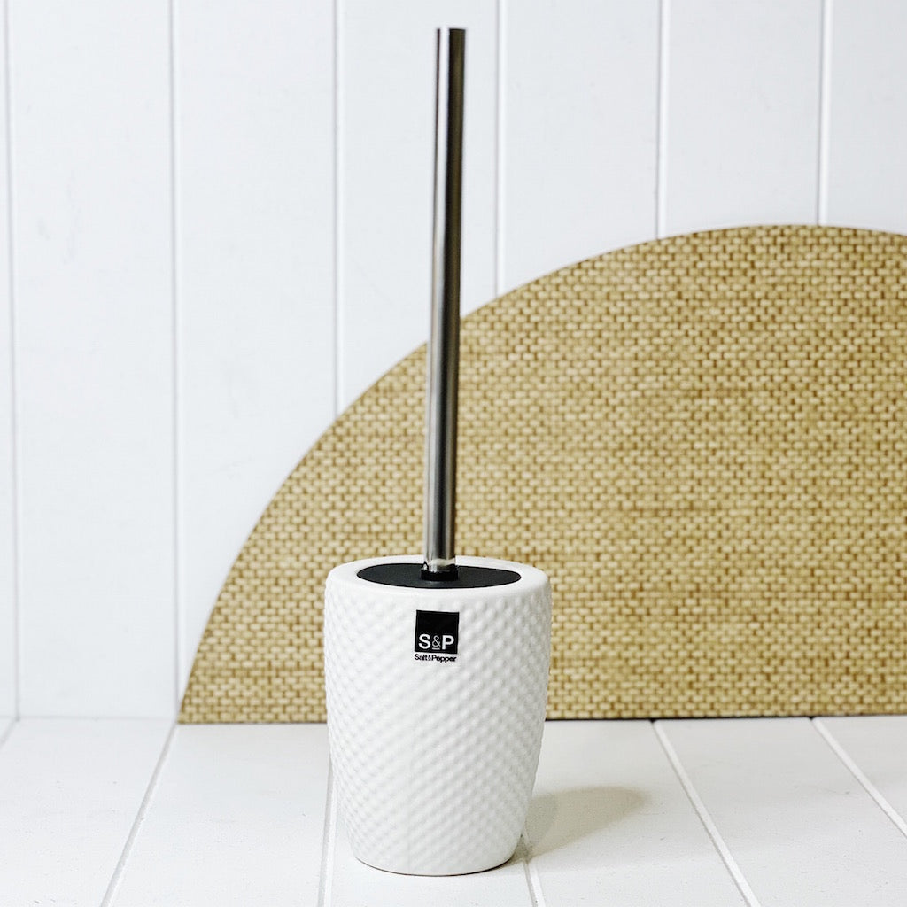 Emboss Toilet Brush & Holder - White