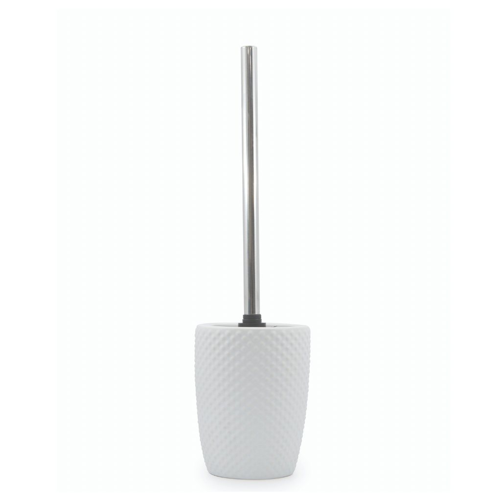 Emboss Toilet Brush & Holder - White