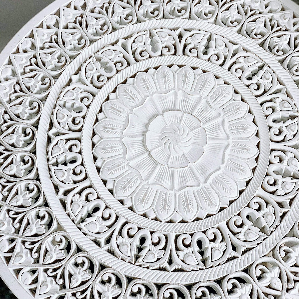 Add some Bohemian style to your home with our Flora Side Tables which come in a lace pattern with either a white or rose gold finish. Perfect as a bedside table, coffee table or as corner decor table. 60cm x 60cm x 57cm.| Bliss Gifts & Homewares | Unit 8, 259 Princes Hwy Ulladulla | South Coast NSW | Online Retail Gift & Homeware Shopping | 0427795959, 44541523