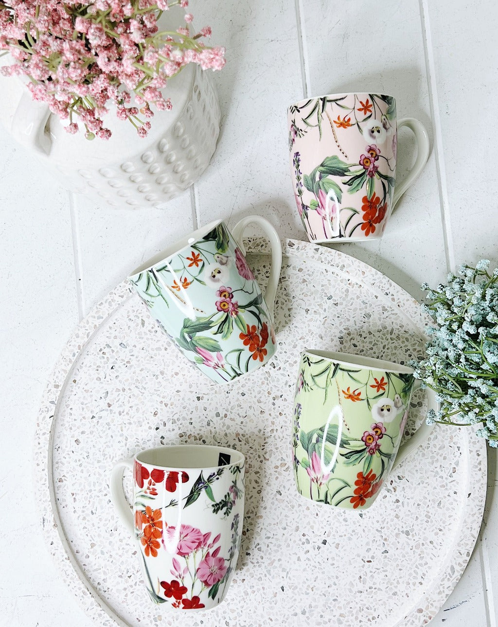 Enjoy sipping on your next cuppa with one of our beautiful Floral Deluxe New Bone China Mugs. It would make the perfect present or as your new favourite mug, available in 4 different styles.| Bliss Gifts & Homewares | Unit 8, 259 Princes Hwy Ulladulla | South Coast NSW | Online Retail Gift & Homeware Shopping | 0427795959, 44541523