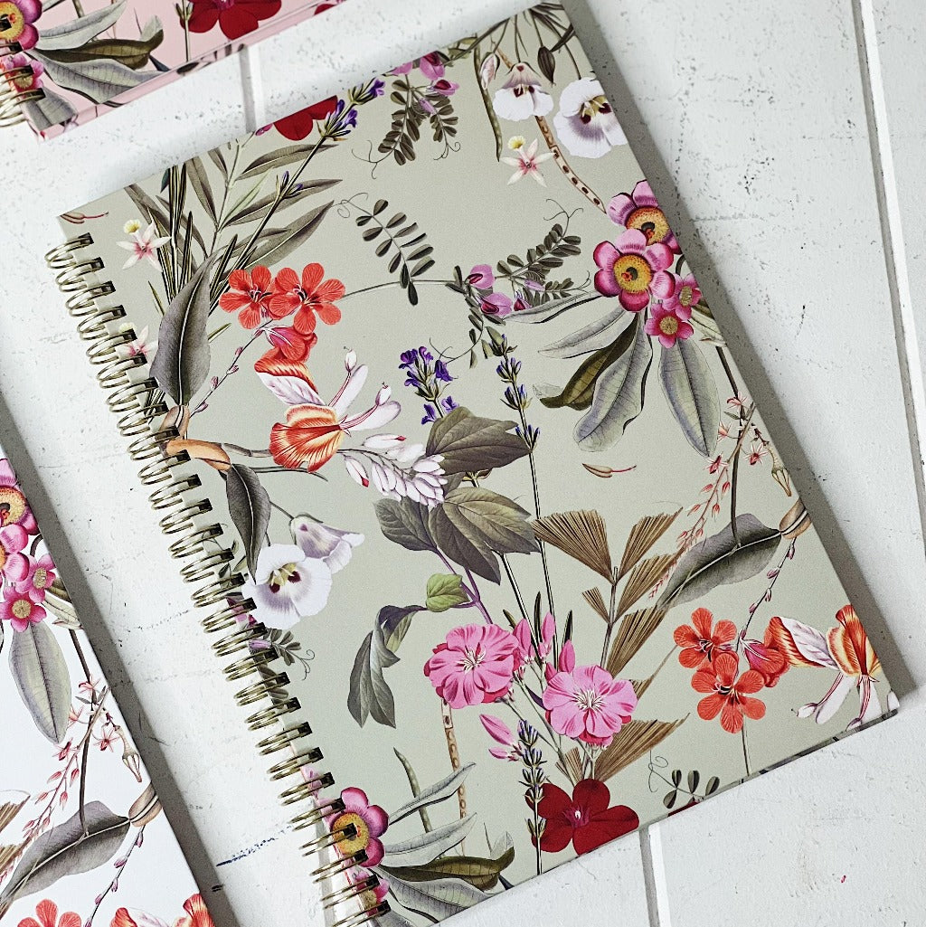 These gorgeous Splendid Bouquet Spiral Notebook - B5 are a perfect gift for your loved ones or for yourself, if you love to handwrite your notes. Each notebook features a unique background colour with gorgeous gold foiled flowers on the front. 80 sheets.| Bliss Gifts &amp; Homewares | Unit 8, 259 Princes Hwy Ulladulla | South Coast NSW | Online Retail Gift &amp; Homeware Shopping | 0427795959, 44541523