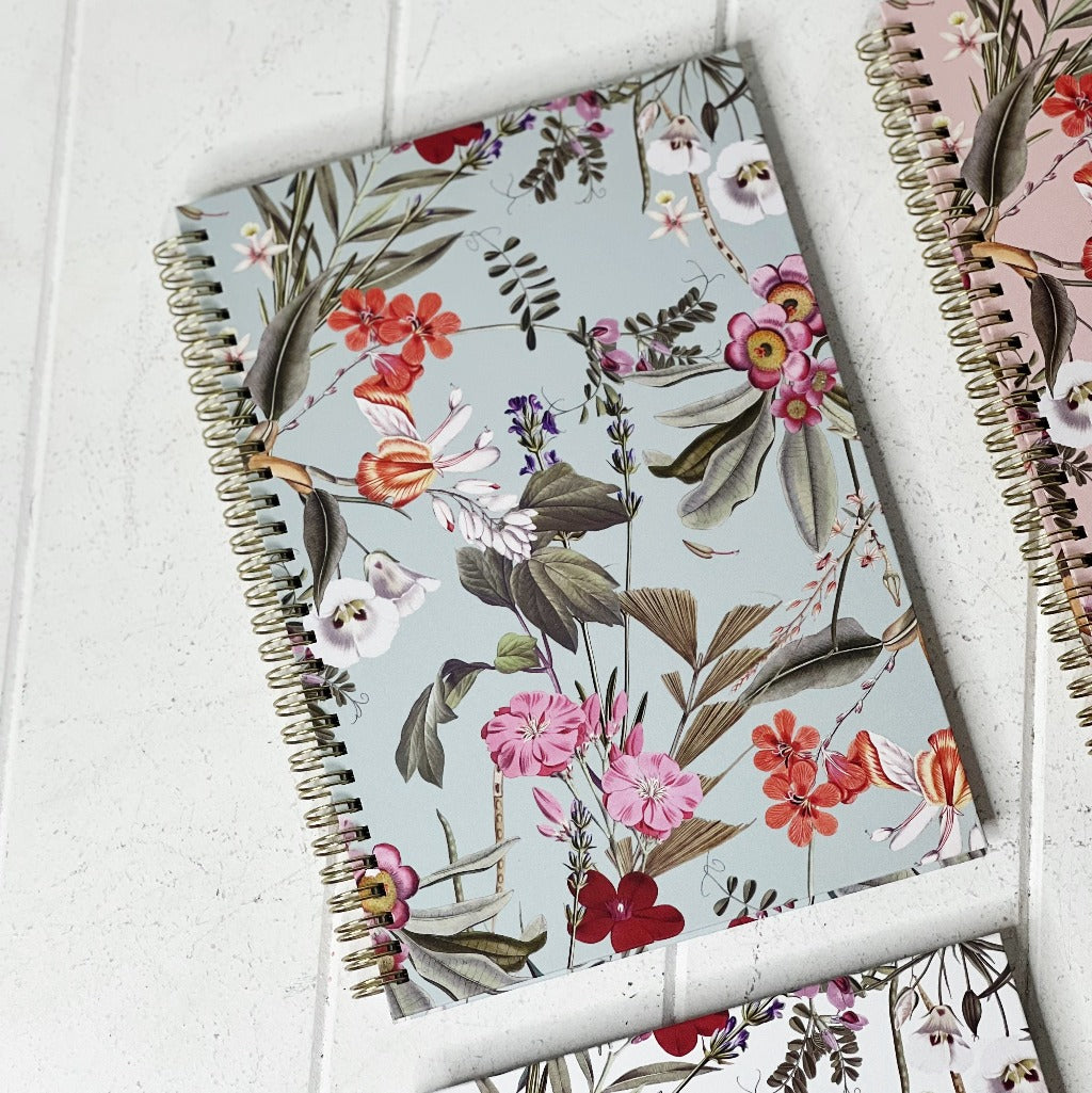 These gorgeous Splendid Bouquet Spiral Notebook - B5 are a perfect gift for your loved ones or for yourself, if you love to handwrite your notes. Each notebook features a unique background colour with gorgeous gold foiled flowers on the front. 80 sheets.| Bliss Gifts &amp; Homewares | Unit 8, 259 Princes Hwy Ulladulla | South Coast NSW | Online Retail Gift &amp; Homeware Shopping | 0427795959, 44541523