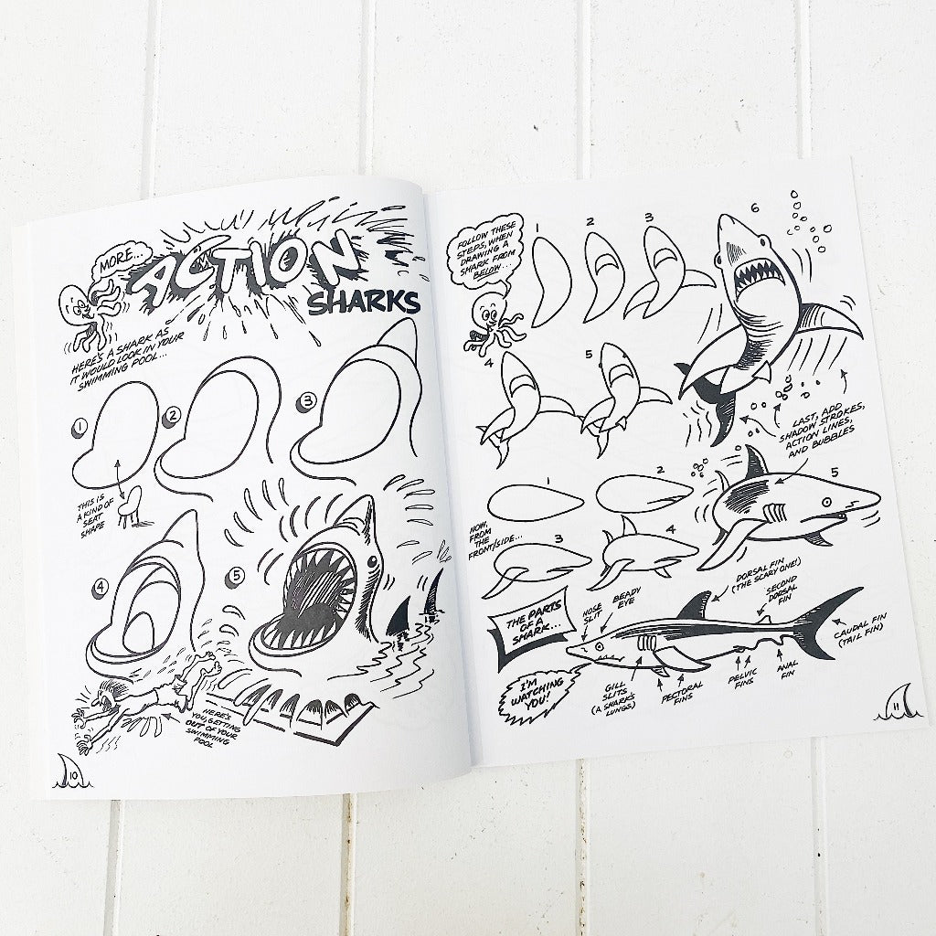Sharks and other underwater creatures! Make a splash with your pencil as you learn to draw all kinds of underwater creatures! Draw a shark, a blue whale, a clownfish, an octopus, a crayfish, a stingray, a catfish and more!| Bliss Gifts & Homewares | Unit 8, 259 Princes Hwy Ulladulla | South Coast NSW | Online Retail Gift & Homeware Shopping | 0427795959, 44541523