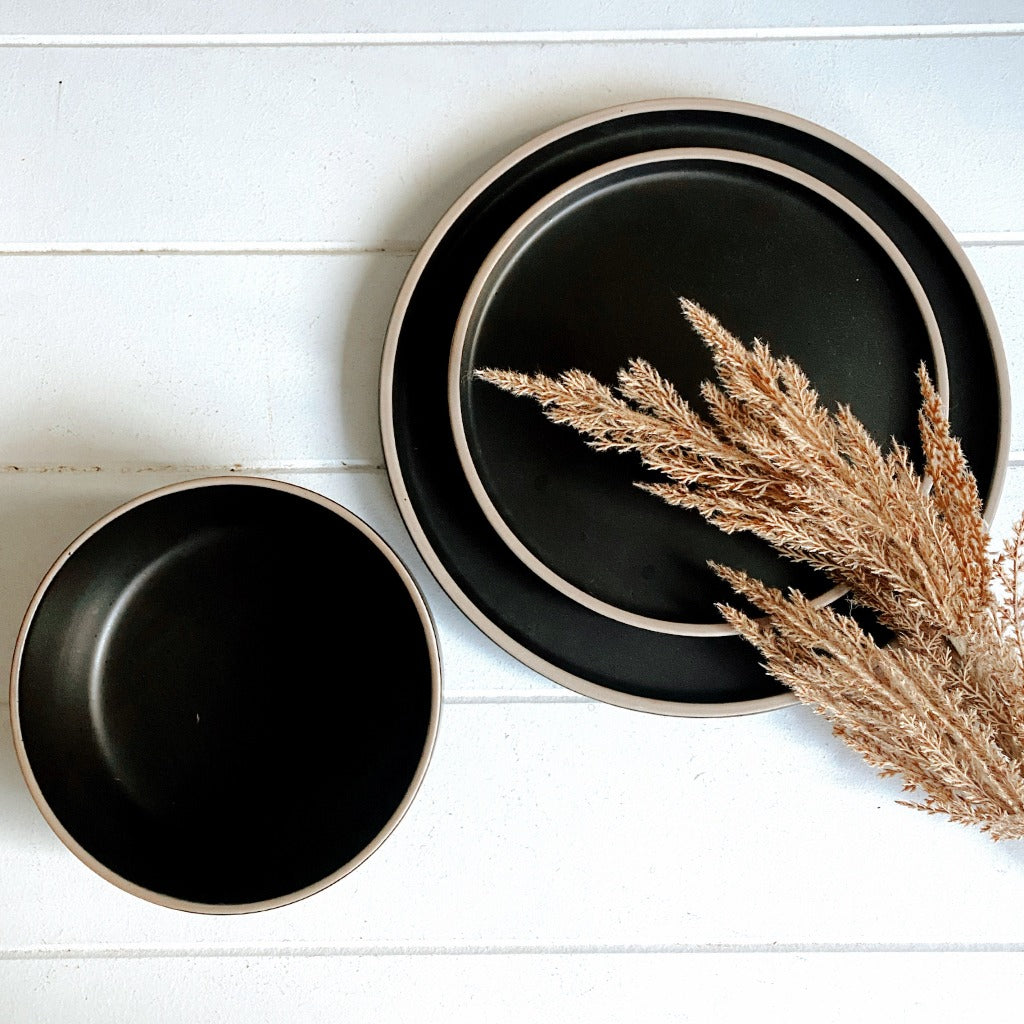Ideal for everyday dining is Salt&amp;Pepper&#39;s 12 piece HANA dinner set in black, offers a simple yet modern shape with a slight speckle tone throughout and is finished with a natural-coloured rim. Shop online. AfterPay available. Australia wide Shipping | Bliss Gifts &amp; Homewares - Unit 8, 259 Princes Hwy Ulladulla - 0427795959, 44541523