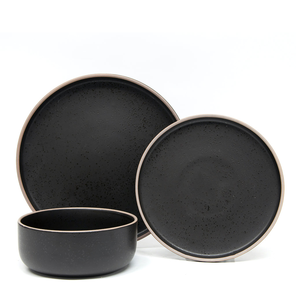 Ideal for everyday dining is Salt&amp;Pepper&#39;s 12 piece HANA dinner set in black, offers a simple yet modern shape with a slight speckle tone throughout and is finished with a natural-coloured rim. Shop online. AfterPay available. Australia wide Shipping | Bliss Gifts &amp; Homewares - Unit 8, 259 Princes Hwy Ulladulla - 0427795959, 44541523 