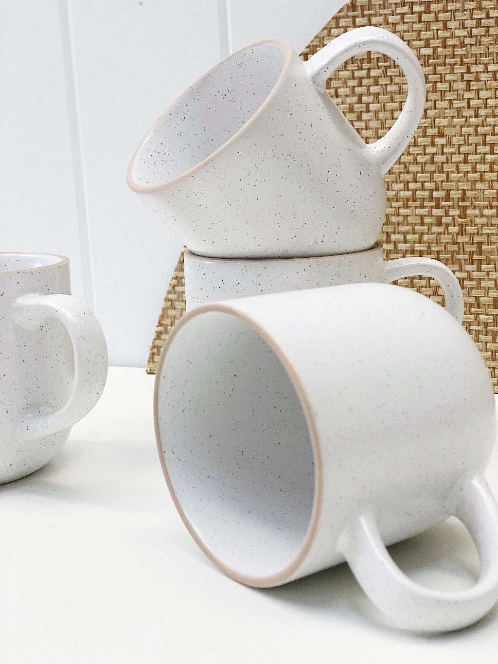 Ideal for everyday use is Salt&amp;Pepper&#39;s four-piece HANA mug set in white. Each mug has a simple yet modern shape with a slight speckle tone throughout and is finished with a natural-coloured rim. 12 x 9 cm.| Bliss Gifts &amp; Homewares | Unit 8, 259 Princes Hwy Ulladulla | South Coast NSW | Online Retail Gift &amp; Homeware Shopping | 0427795959, 44541523