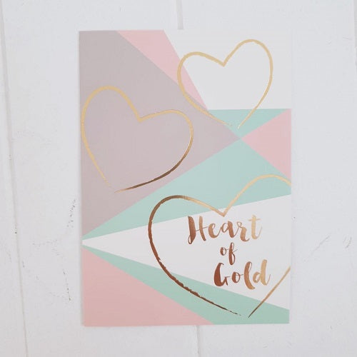 Heart of Gold All Occasion Greeting Card. Give this gorgeous pastel coloured all occasion card to someone with a Giant Heart of Gold! | Bliss Gifts &amp; Homewares | Unit 8, 259 Princes Hwy Ulladulla | South Coast NSW | Online Retail Gift &amp; Homeware Shopping | 0427795959, 44541523