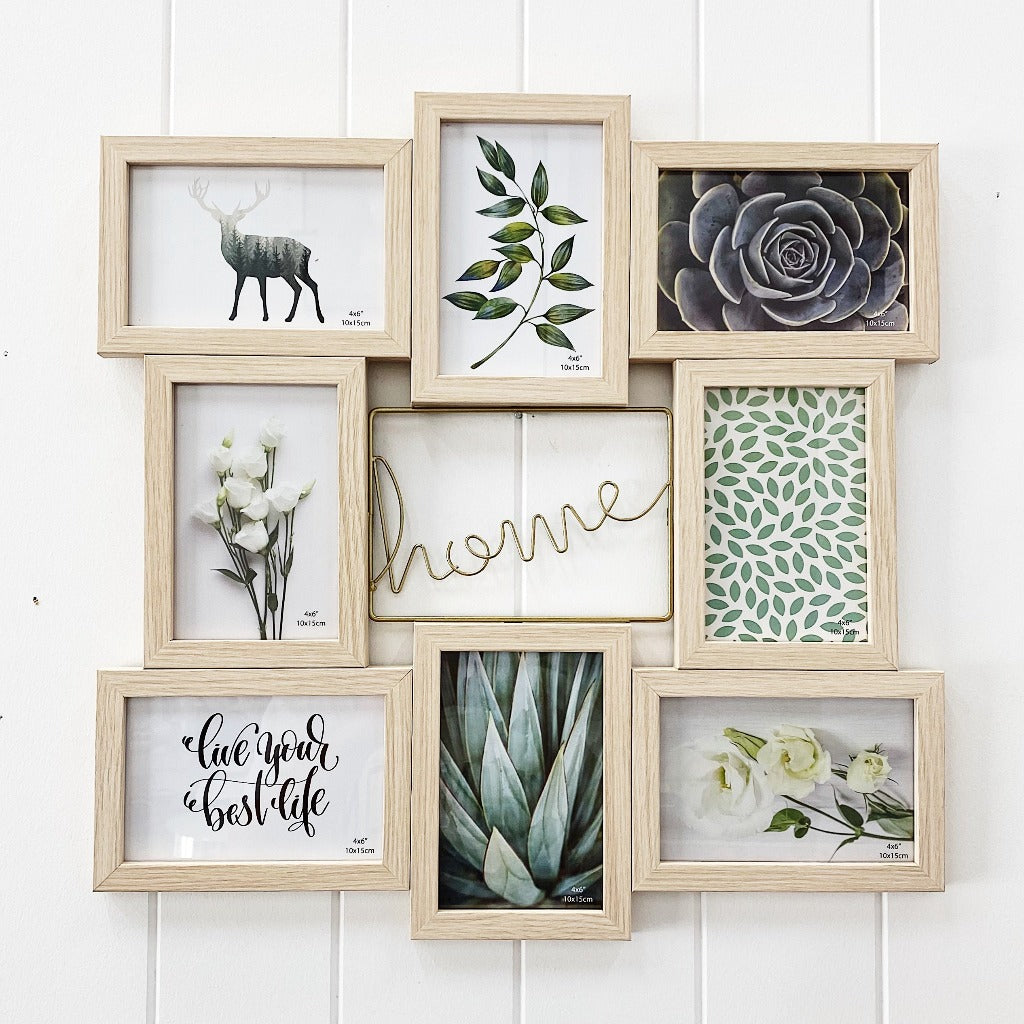 If a picture is worth a thousand words, then the meaning of this Home Hanging Photo Frame is abundantly clear! This frame combines the word &quot;Home&quot; in metal in between your chosen images, the perfect way to show off the ones you love. Entire frame: 46x46x1.5cm.| Bliss Gifts &amp; Homewares | Unit 8, 259 Princes Hwy Ulladulla | South Coast NSW | Online Retail Gift &amp; Homeware Shopping | 0427795959, 44541523
