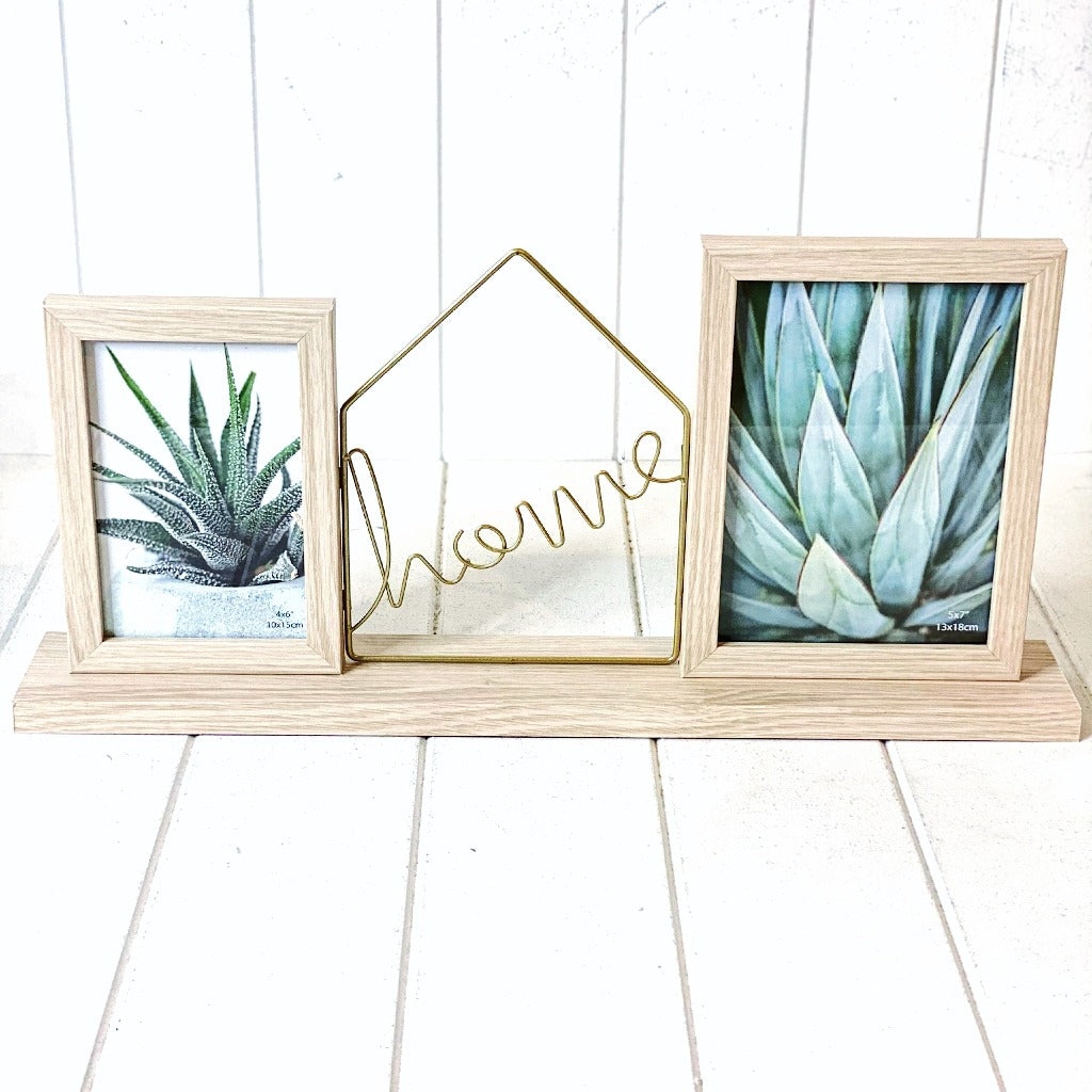 If a picture is worth a thousand words, then the meaning of this Home Twin Standing Photo Frame is abundantly clear! This frame combines the word &quot;Home&quot; in attractive, metal in between your chosen images. Entire frame: 46x7x22cm.| Bliss Gifts &amp; Homewares | Unit 8, 259 Princes Hwy Ulladulla | South Coast NSW | Online Retail Gift &amp; Homeware Shopping | 0427795959, 44541523