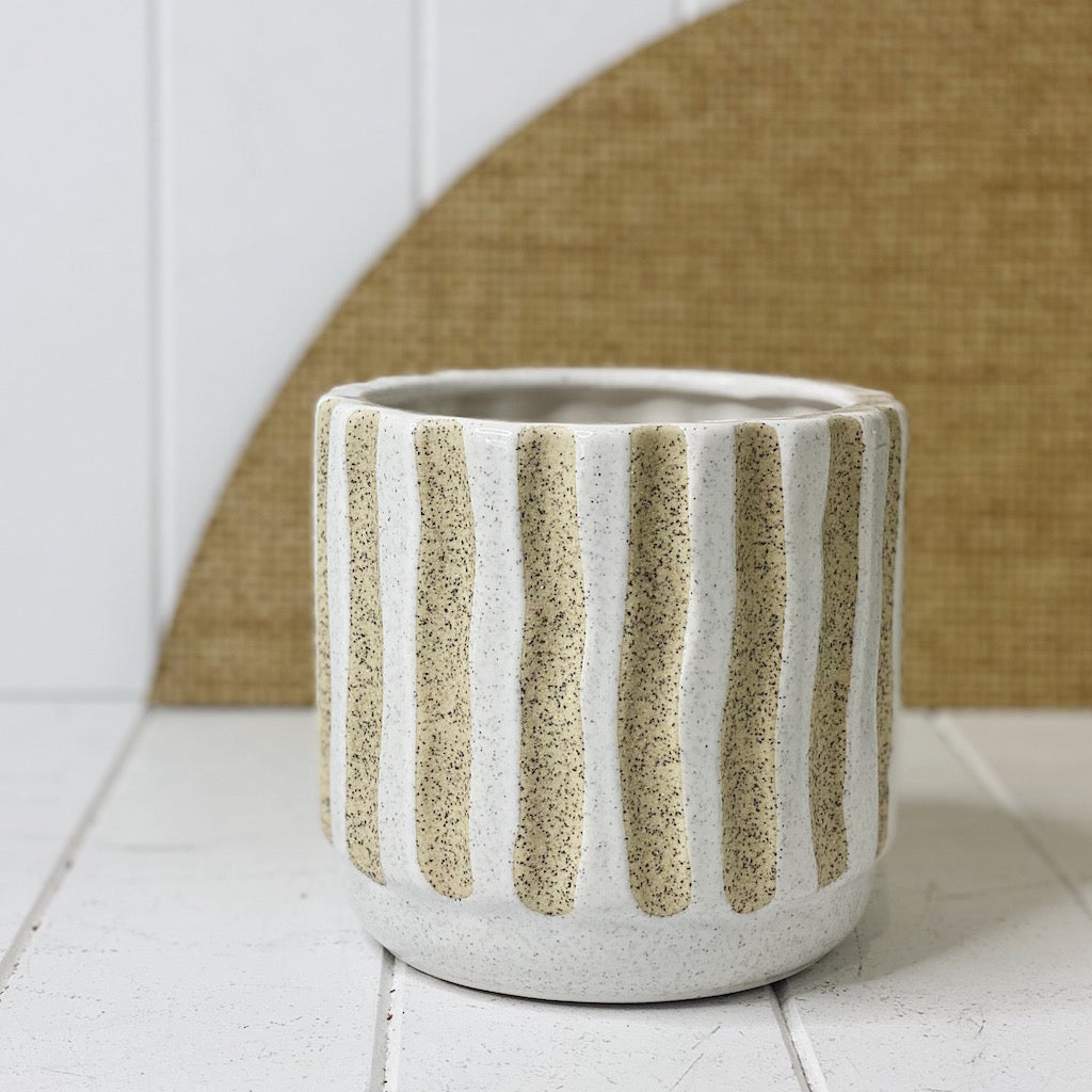 Give your vibrant and colourful potted plants and flowers and incredibly stylish home in our Ivory Pots. Our Ivory pots come in two different styles, stripe and square.| Bliss Gifts &amp; Homewares | Unit 8, 259 Princes Hwy Ulladulla | South Coast NSW | Online Retail Gift &amp; Homeware Shopping | 0427795959, 44541523