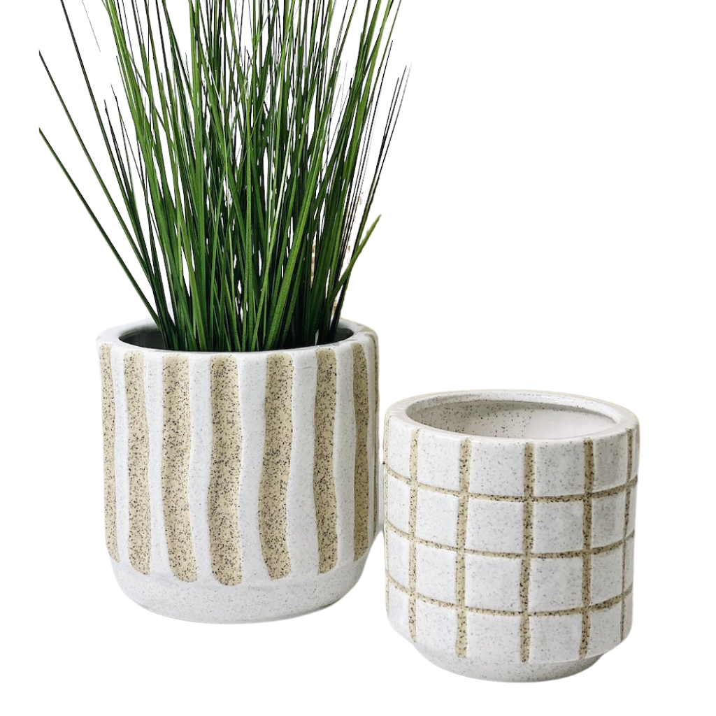 Give your vibrant and colourful potted plants and flowers and incredibly stylish home in our Ivory Pots. Our Ivory pots come in two different styles, stripe and square.| Bliss Gifts &amp; Homewares | Unit 8, 259 Princes Hwy Ulladulla | South Coast NSW | Online Retail Gift &amp; Homeware Shopping | 0427795959, 44541523