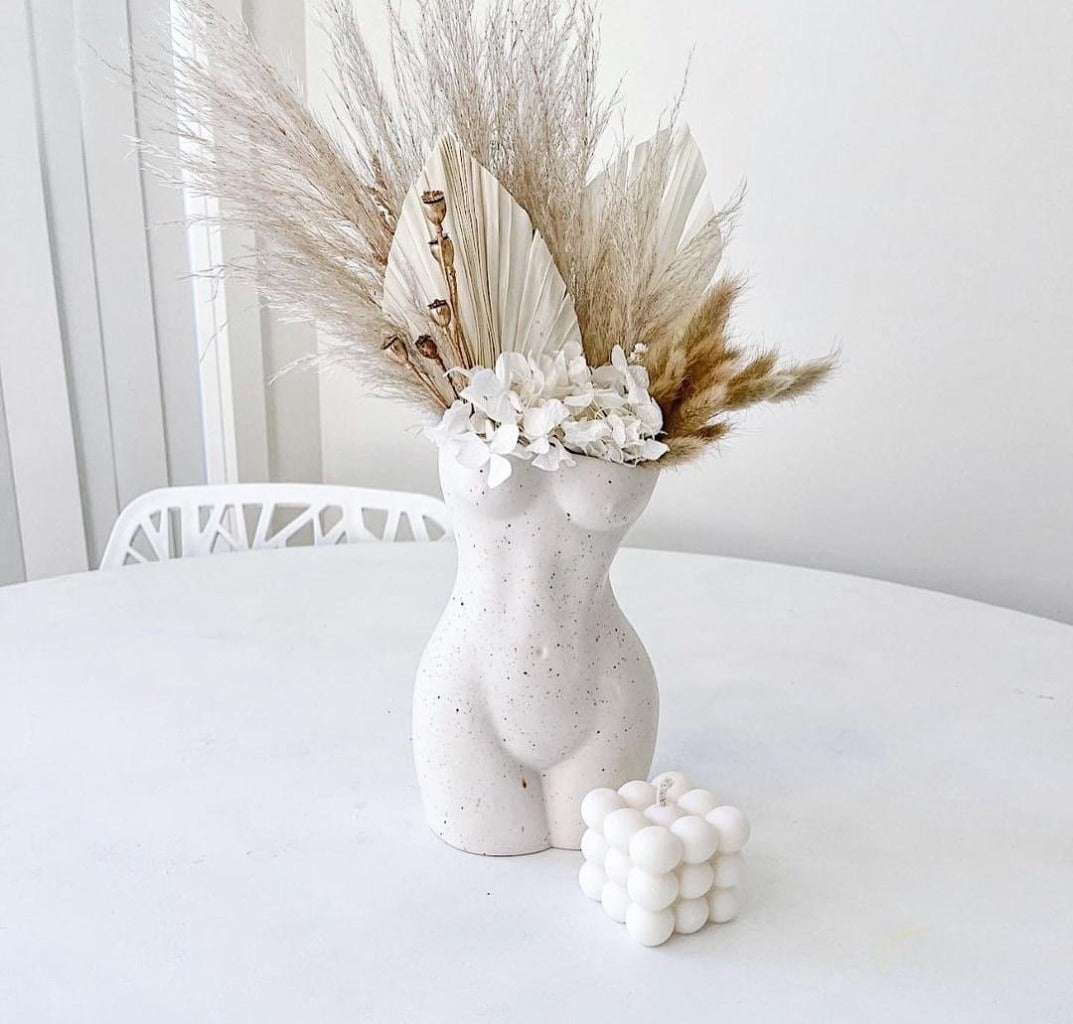 Embrace feminine curves and your love of greenery in your home or garden with our contemporary style Kim Body Vase/Planter. This on-trend vase could also be used for a pot or planter. Cement speckle look 13x9.7x21.5cm. Shop online. AfterPay available. Australia wide Shipping | Bliss Gifts &amp; Homewares - Unit 8, 259 Princes Hwy Ulladulla - 0427795959, 44541523