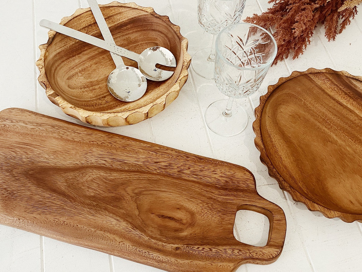 Effortlessly impress at any occasion with the Linden Double Handle Paddle by salt&amp;pepper. Accentuated by its organic shape and unique detailing, this 58x20cm double handle paddle has been expertly carved from a single block of acacia wood. | Bliss Gifts &amp; Homewares | Unit 8, 259 Princes Hwy Ulladulla | South Coast NSW | Online Retail Gift &amp; Homeware Shopping | 0427795959, 44541523