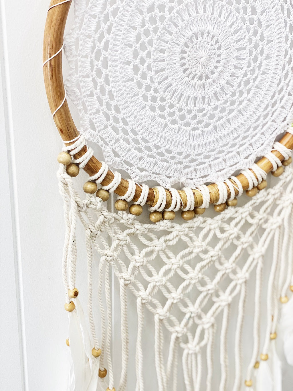 Bring bohemian style and a sense of comfort with a soothing colour palette and textures to your home with our beautiful Rattan White Layla Dream Catcher A Dream Catcher is thought to catch bad dreams and let only good dreams through to the dreamer below.| Bliss Gifts &amp; Homewares | Unit 8, 259 Princes Hwy Ulladulla | South Coast NSW | Online Retail Gift &amp; Homeware Shopping | 0427795959, 44541523