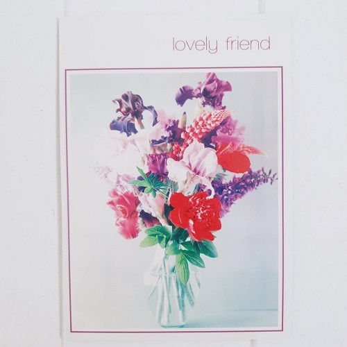Lovely Friend Vase All Occasion Greeting Card. Enjoy this simple yet elegant, &#39;Lovely Friend&#39; card with a beautiful arrangement of flowers in a clear vase on the front cover. Card is blank on the inside. | Bliss Gifts &amp; Homewares | Unit 8, 259 Princes Hwy Ulladulla | South Coast NSW | Online Retail Gift &amp; Homeware Shopping | 0427795959, 44541523