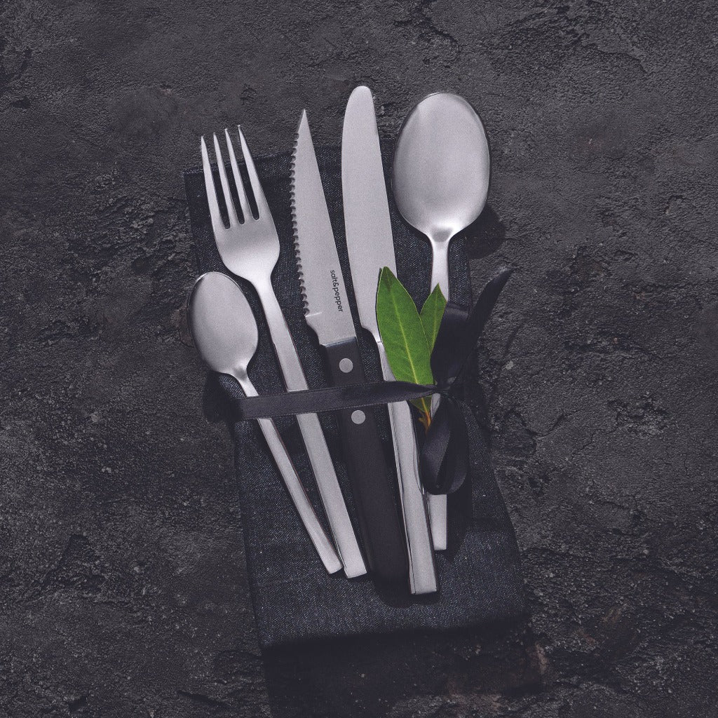 Steak. Chips. Three veg. It's hard to go past a classic. Pair you mid-week dinner with our Monaco 40 piece cutlery set with steak knives. Our set includes 8 table forks, 8 table knives, 8 tablespoons, 8 teaspoons and 8 steak knives with pom handles.| Bliss Gifts & Homewares | Unit 8, 259 Princes Hwy Ulladulla | South Coast NSW | Online Retail Gift & Homeware Shopping | 0427795959, 44541523