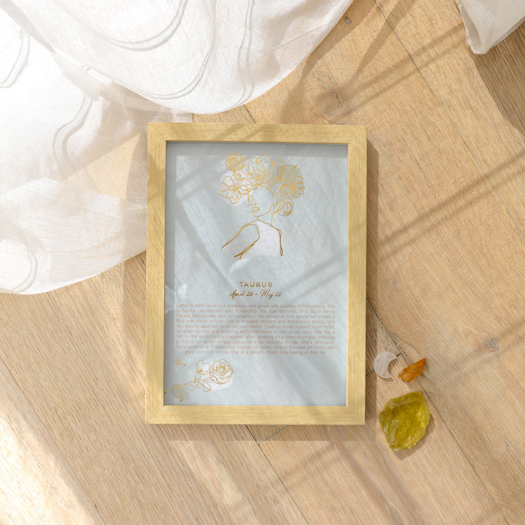 The Mystique Astrological Framed Prints feature whimsical and feminine illustrations combined with a pastel colour palette. The collection features 12x framed prints for each astrological star sign and gold foil detail for an elegant finished look.| Bliss Gifts & Homewares | Unit 8, 259 Princes Hwy Ulladulla | South Coast NSW | Online Retail Gift & Homeware Shopping | 0427795959, 44541523