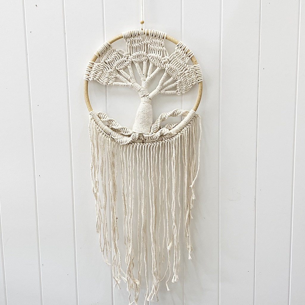 Bring bohemian style and a sense of comfort with a soothing colour palette and textures to your home with our beautiful Macrame Tree of Life Dream Catcher. A Dream Catcher is thought to catch bad dreams and let only good dreams through to the dreamer below. Shop Online. AfterPay available. Australia Wide Shipping | Bliss Gifts &amp; Homewares - Unit 8, 259 Princes Hwy Ulladulla - 0427795959, 44541523