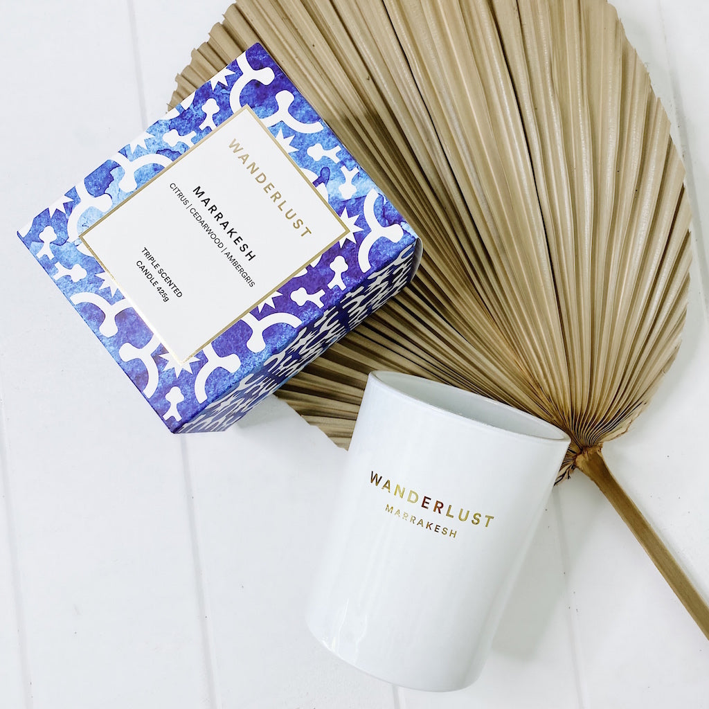 From Salt&Pepper''s WANDERLUST collection is this colourfully packaged 425g MARRAKESH soy candle filled with a mysteriously distinct blend of citrus, cedarwood and ambergris. Shop online. AfterPay available. Australia wide Shipping | Bliss Gifts & Homewares - Unit 8, 259 Princes Hwy Ulladulla - 0427795959, 44541523