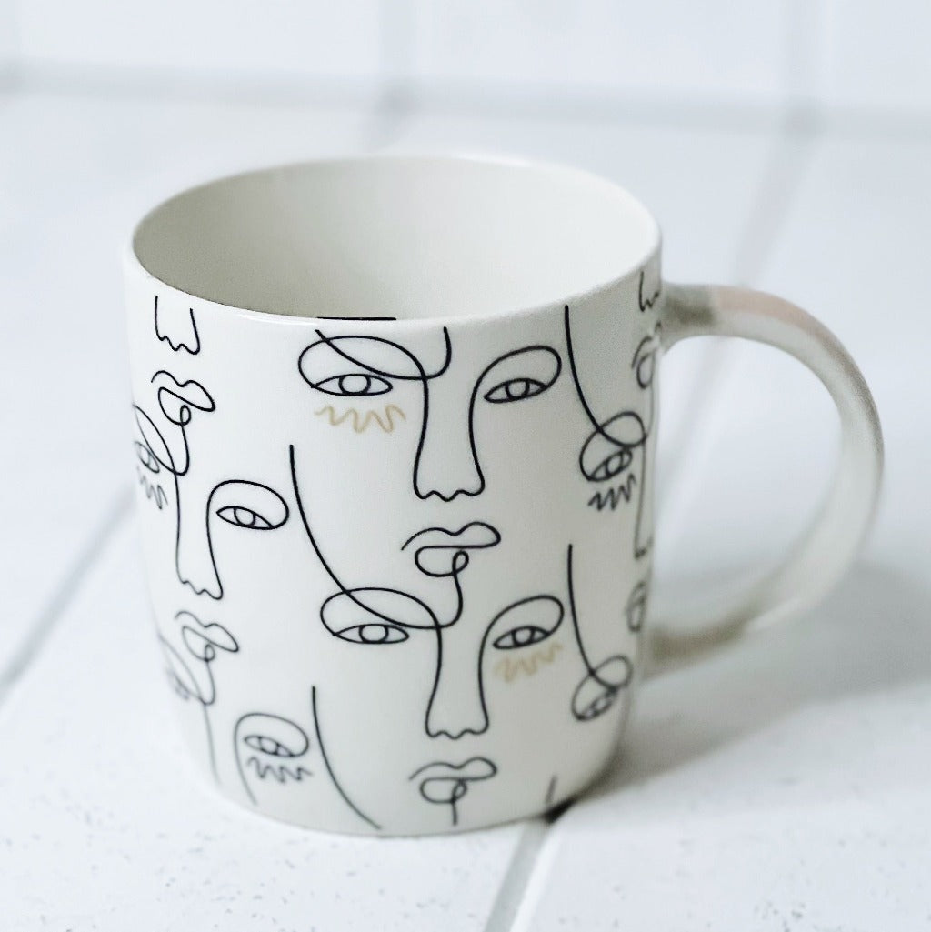 Our modern Melody Abstract Face Mugs - 350mls feature a fun and quirky yet minimalistic pattern which form abstract faces on beautiful new bone china. Full of personality and style. | Bliss Gifts &amp; Homewares | Unit 8, 259 Princes Hwy Ulladulla | South Coast NSW | Online Retail Gift &amp; Homeware Shopping | 0427795959, 44541523
