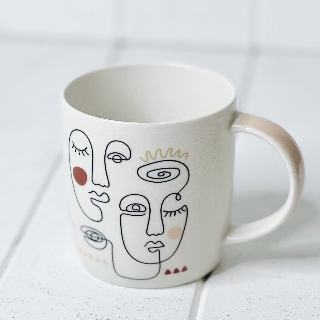 Our modern Melody Abstract Face Mugs - 350mls feature a fun and quirky yet minimalistic pattern which form abstract faces on beautiful new bone china. Full of personality and style. | Bliss Gifts &amp; Homewares | Unit 8, 259 Princes Hwy Ulladulla | South Coast NSW | Online Retail Gift &amp; Homeware Shopping | 0427795959, 44541523