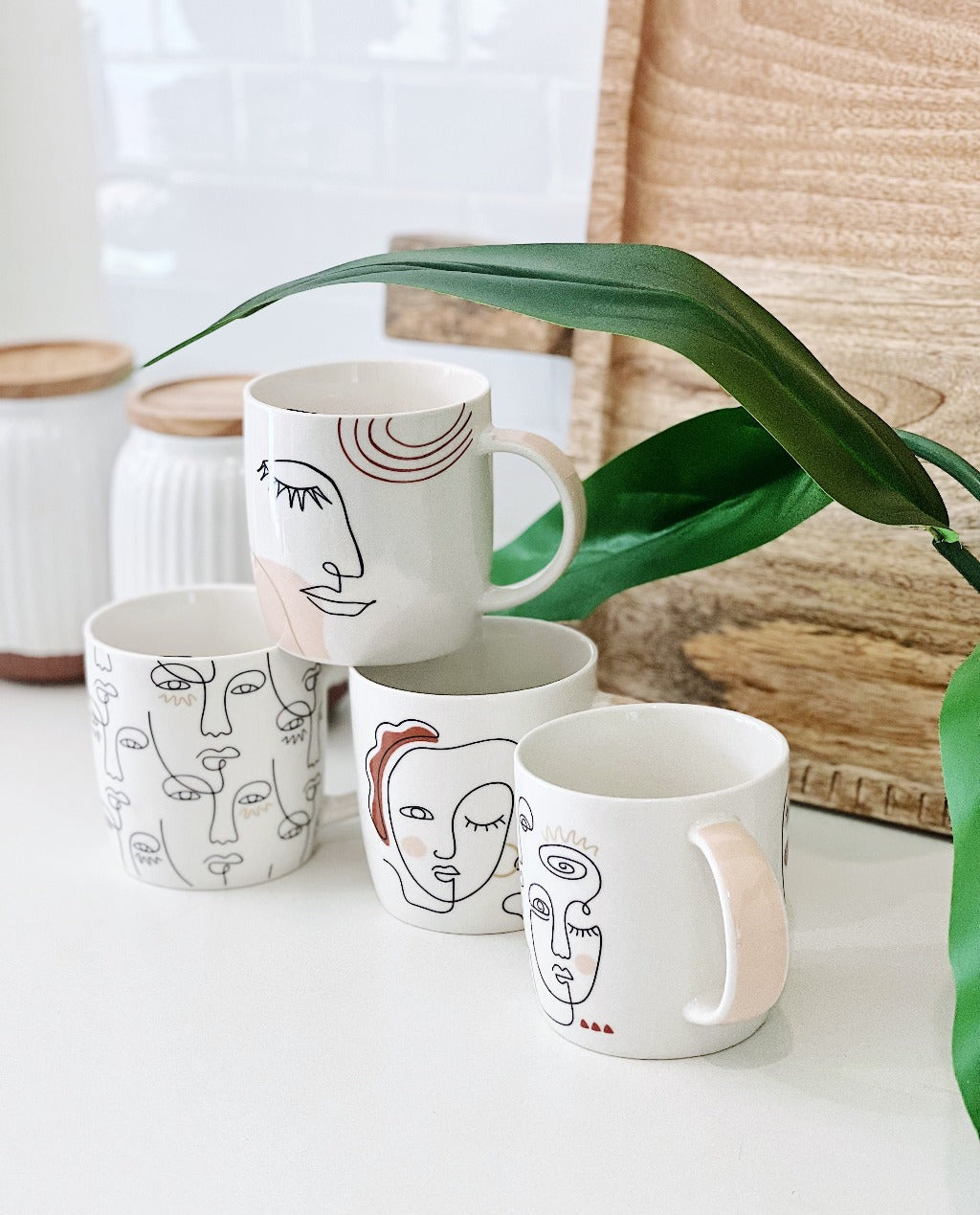 Our modern Melody Abstract Face Mugs - 350mls feature a fun and quirky yet minimalistic pattern which form abstract faces on beautiful new bone china. Full of personality and style. | Bliss Gifts &amp; Homewares | Unit 8, 259 Princes Hwy Ulladulla | South Coast NSW | Online Retail Gift &amp; Homeware Shopping | 0427795959, 44541523