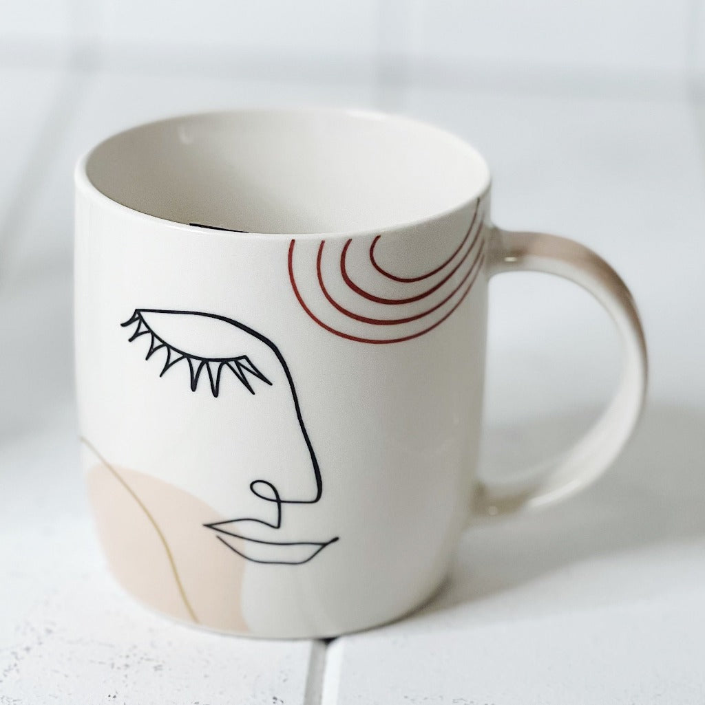 Our modern Melody Abstract Face Mugs - 350mls feature a fun and quirky yet minimalistic pattern which form abstract faces on beautiful new bone china. Full of personality and style. | Bliss Gifts &amp; Homewares | Unit 8, 259 Princes Hwy Ulladulla | South Coast NSW | Online Retail Gift &amp; Homeware Shopping | 0427795959, 44541523