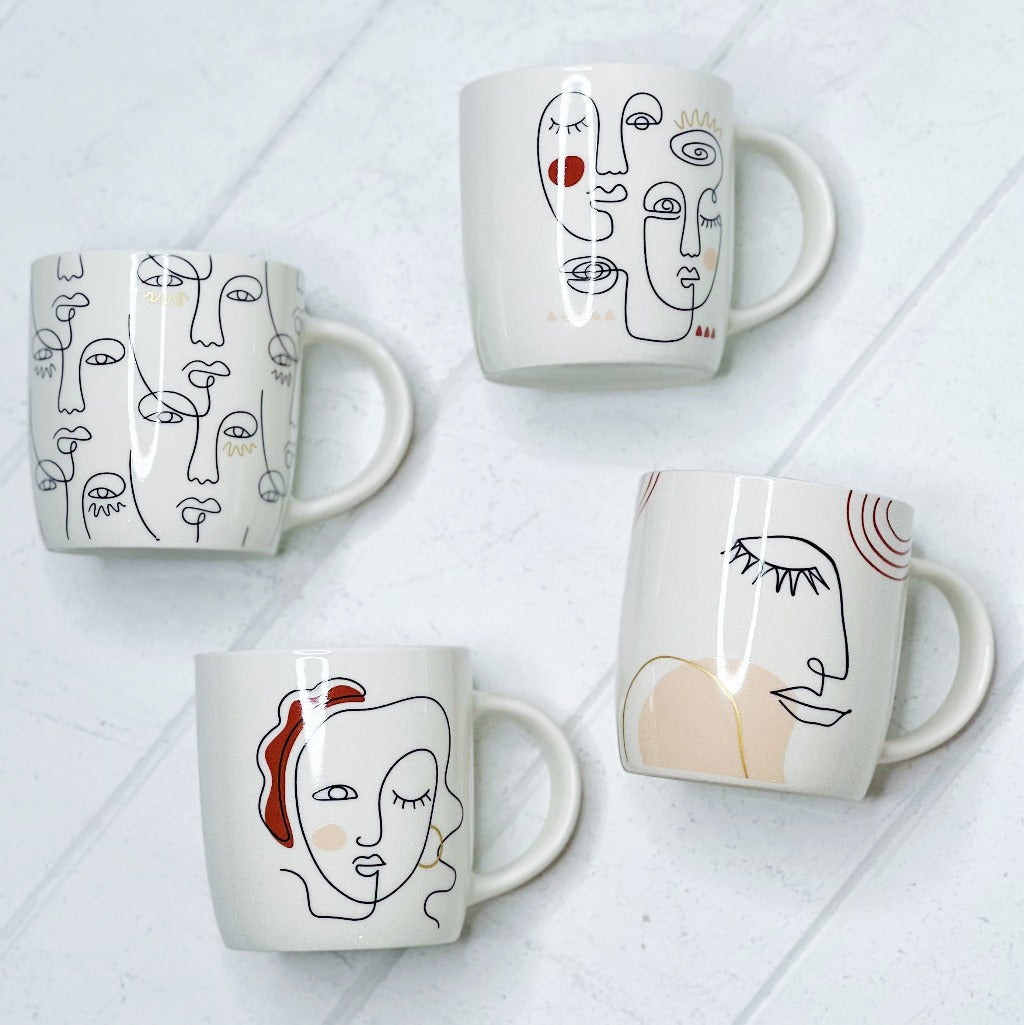 Our modern Melody Abstract Face Mugs - 350mls feature a fun and quirky yet minimalistic pattern which form abstract faces on beautiful new bone china. Full of personality and style. | Bliss Gifts & Homewares | Unit 8, 259 Princes Hwy Ulladulla | South Coast NSW | Online Retail Gift & Homeware Shopping | 0427795959, 44541523
