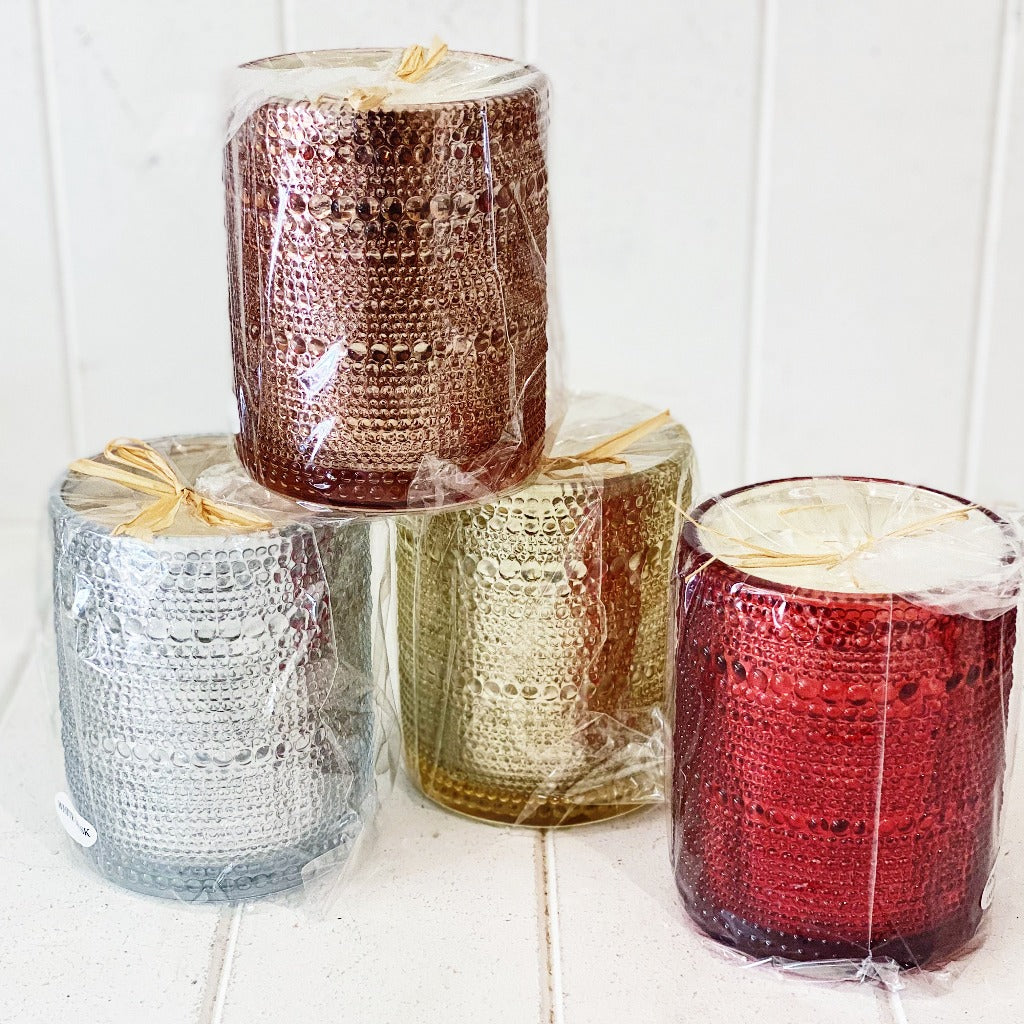 Inject warmth into your home through this exquisite range of decorative Metallic Glass Scented Candles. Create a relaxing atmosphere with a soft, warming glow. These luxury candles are absolutely exquisite, eye catching and are a definite talking piece.| Bliss Gifts & Homewares | Unit 8, 259 Princes Hwy Ulladulla | South Coast NSW | Online Retail Gift & Homeware Shopping | 0427795959, 44541523
