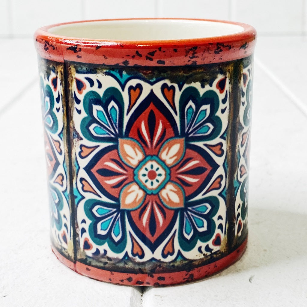 Small Moroccan Round Pot | Decorative Planter 
