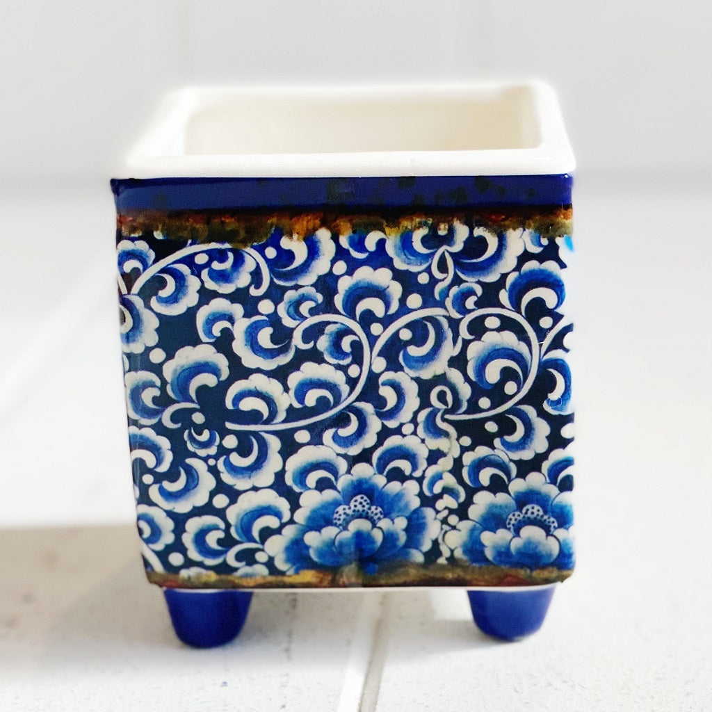Moroccan Square Plant Pot | Small Raised Planter