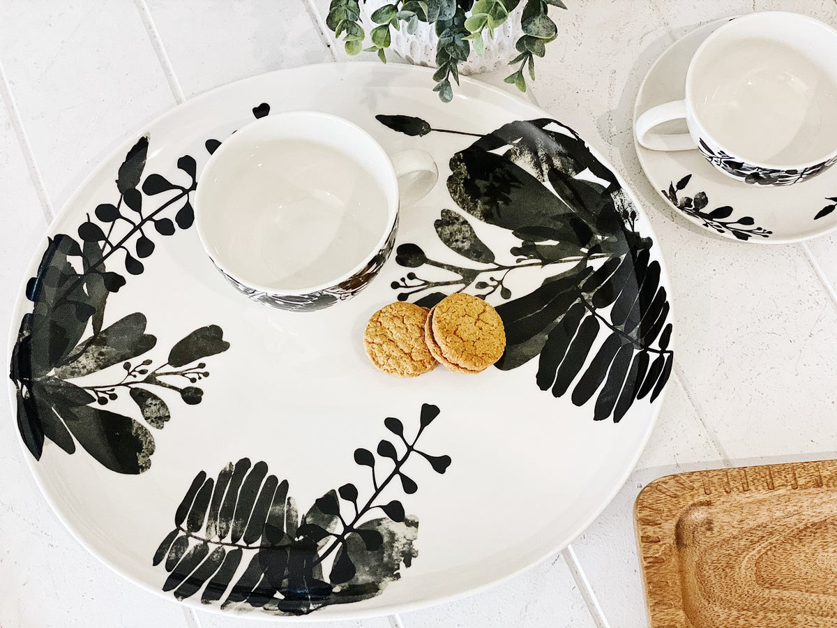 Designed to create a sophisticated affair is this NERI round platter from Salt&amp;Pepper. Inspired by walks through sunlit forests, this lightweight 37x35cm platter features delicate silhouettes of leaves and foliage, creating an elegant yet modern effect.| Bliss Gifts &amp; Homewares | Unit 8, 259 Princes Hwy Ulladulla | South Coast NSW | Online Retail Gift &amp; Homeware Shopping | 0427795959, 44541523
