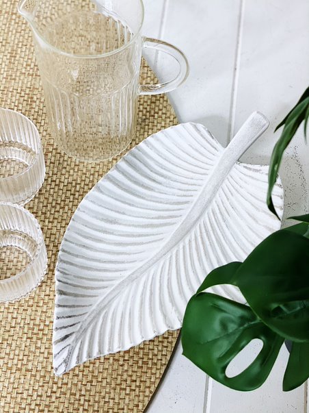 Our gorgeous Nara Leaf Decor Tray feature a unique textured look and will compliment any space. The perfect centrepiece for your coffee table or to display items like decor items or jewellery but the options are endless. Made from MDF. 35cm. | Bliss Gifts &amp; Homewares | Unit 8, 259 Princes Hwy Ulladulla | South Coast NSW | Online Retail Gift &amp; Homeware Shopping | 0427795959, 44541523