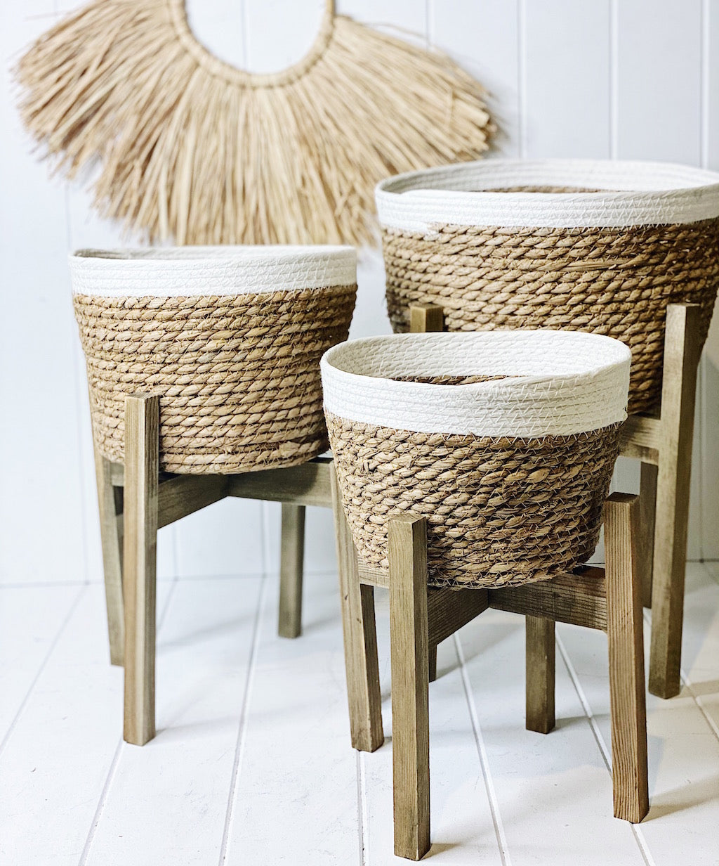 Create a relaxed and inviting feel to your home with our gorgeous Nirvana Planters. Made from natural fibres, with a woven rope design, and a white on natural finish | Bliss Gifts &amp; Homewares | Unit 8, 259 Princes Hwy Ulladulla | South Coast NSW | Online Retail Gift &amp; Homeware Shopping | 0427795959, 44541523