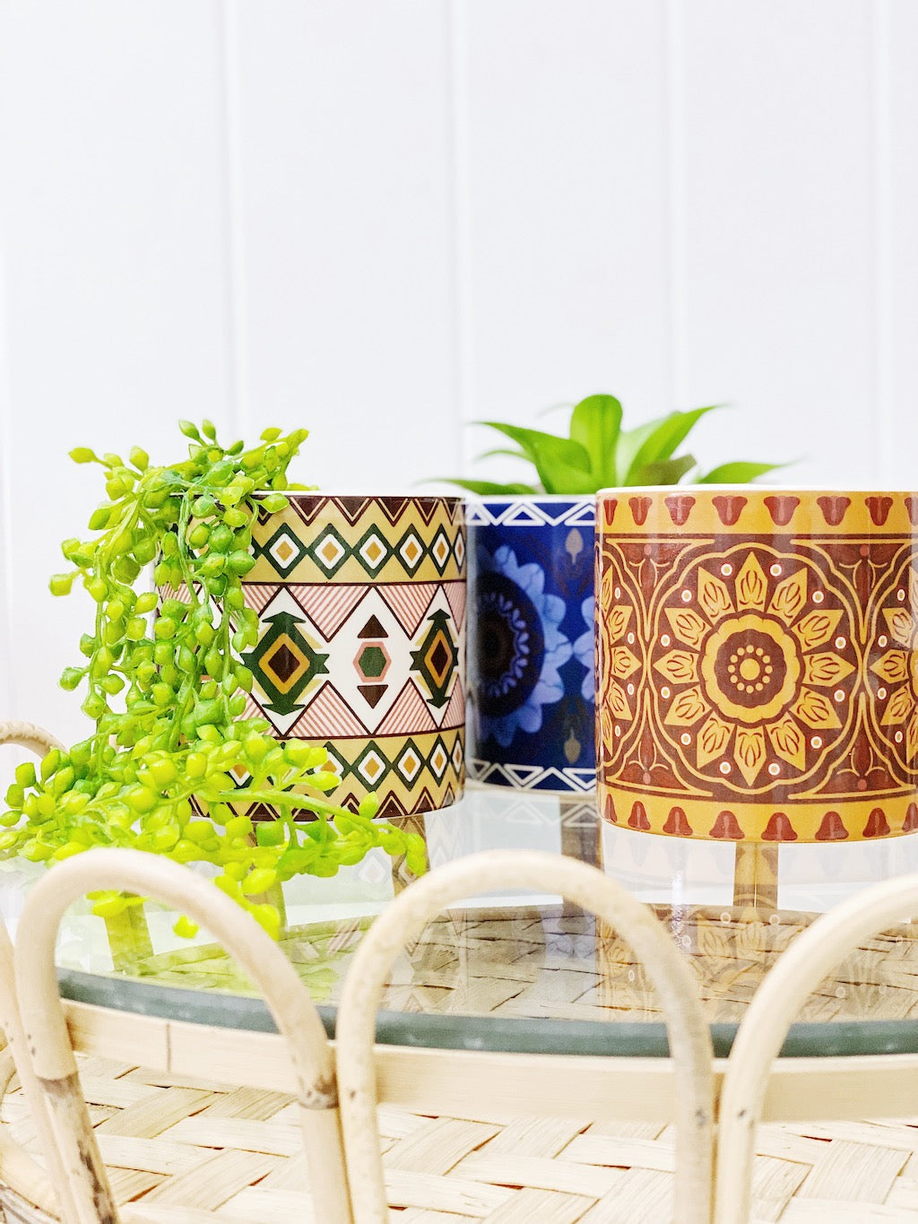 Our gorgeous Medium Nyla Pots create a unique style with bold shapes and bright shades of blues, reds and browns - Drainage hole and plug perfect for indoor and outdoor use - Available in 6 styles Measures: 10x10x10cm - Ceramic | Bliss Gifts &amp; Homewares | Unit 8, 259 Princes Hwy Ulladulla | South Coast NSW | Online Retail Gift &amp; Homeware Shopping | 0427795959, 44541523