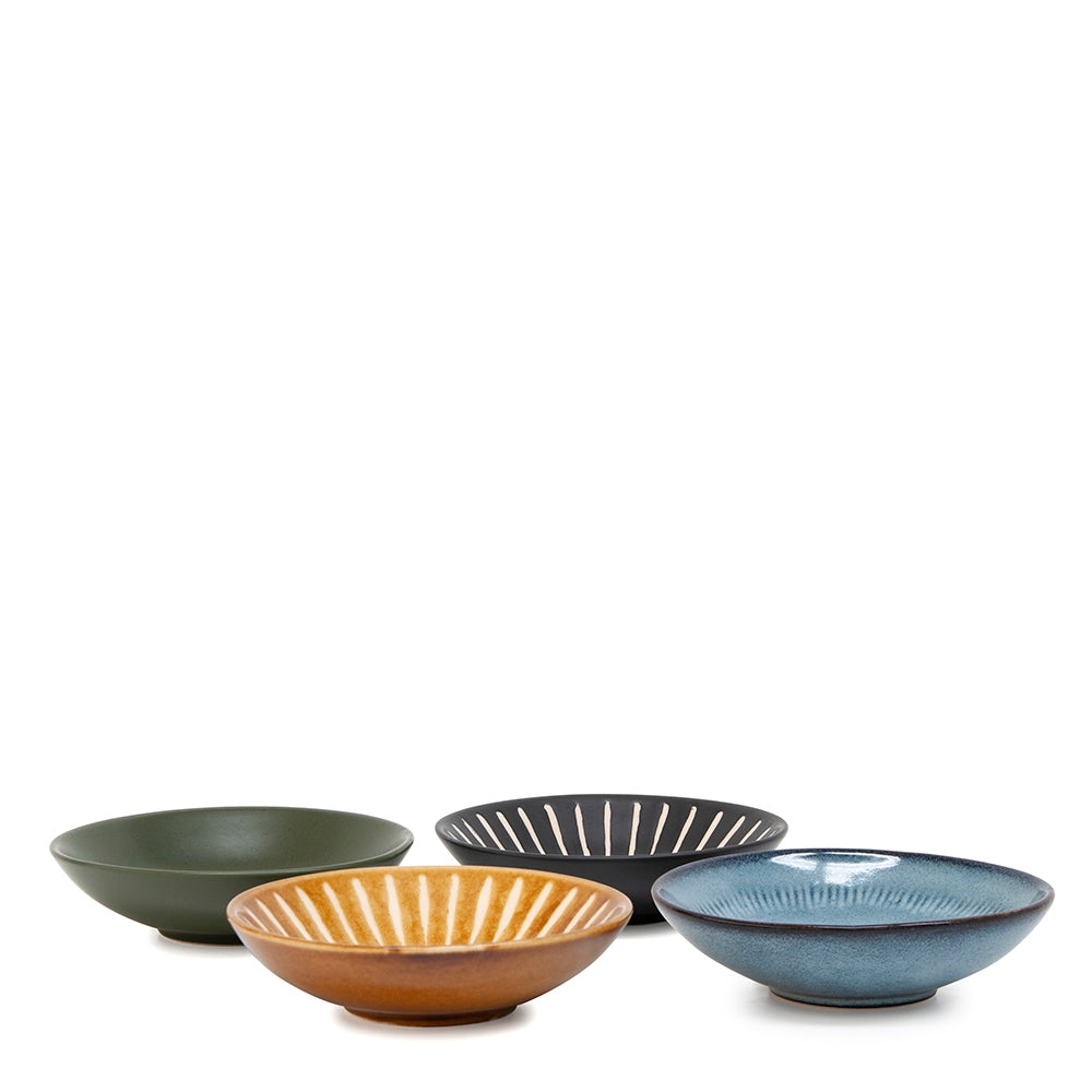 Shibori-blues, earthy colours and eclectic forms and patterns combine in this four-piece OSAKA dish set by Salt&amp;Pepper. Each 15x4cm dish brings the earth, sea and sky to your hosting style, exuding a timeless look for everyday dining or special occasions.| Bliss Gifts &amp; Homewares | Unit 8, 259 Princes Hwy Ulladulla | South Coast NSW | Online Retail Gift &amp; Homeware Shopping | 0427795959, 44541523