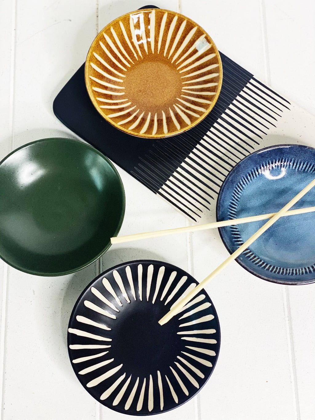 Shibori-blues, earthy colours and eclectic forms and patterns combine in this four-piece OSAKA dish set by Salt&amp;Pepper. Each 15x4cm dish brings the earth, sea and sky to your hosting style, exuding a timeless look for everyday dining or special occasions.| Bliss Gifts &amp; Homewares | Unit 8, 259 Princes Hwy Ulladulla | South Coast NSW | Online Retail Gift &amp; Homeware Shopping | 0427795959, 44541523
