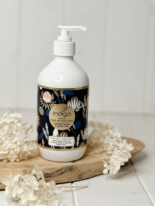 Our beautifully presented Organic Olive Oil Hand & Body Wash in Manuka Honey & Goats Milk 500ml is made in Australia with certified organic olive oil. Olive oil is rich in antioxidants & vitamins A, E, K & F.| Bliss Gifts & Homewares | Unit 8, 259 Princes Hwy Ulladulla | South Coast NSW | Online Retail Gift & Homeware Shopping | 0427795959, 44541523