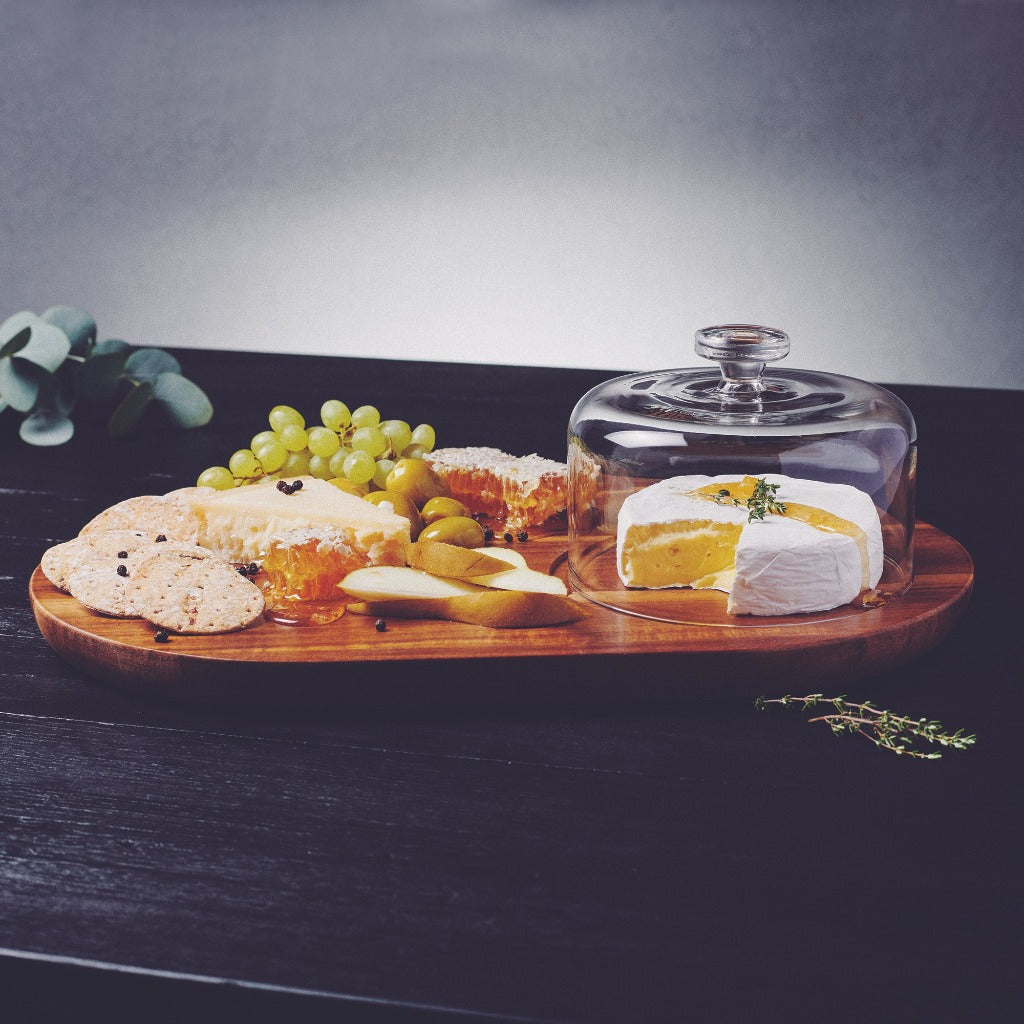 Our Provedore oval serving board comes complete with a glass dome that will keep any uninvited guests off the cheese! The entertainer&#39;s dream our Provedore collection aims to elevate simple moments into pure indulgent luxury. Made from acacia wood.| Bliss Gifts &amp; Homewares | Unit 8, 259 Princes Hwy Ulladulla | South Coast NSW | Online Retail Gift &amp; Homeware Shopping | 0427795959, 44541523