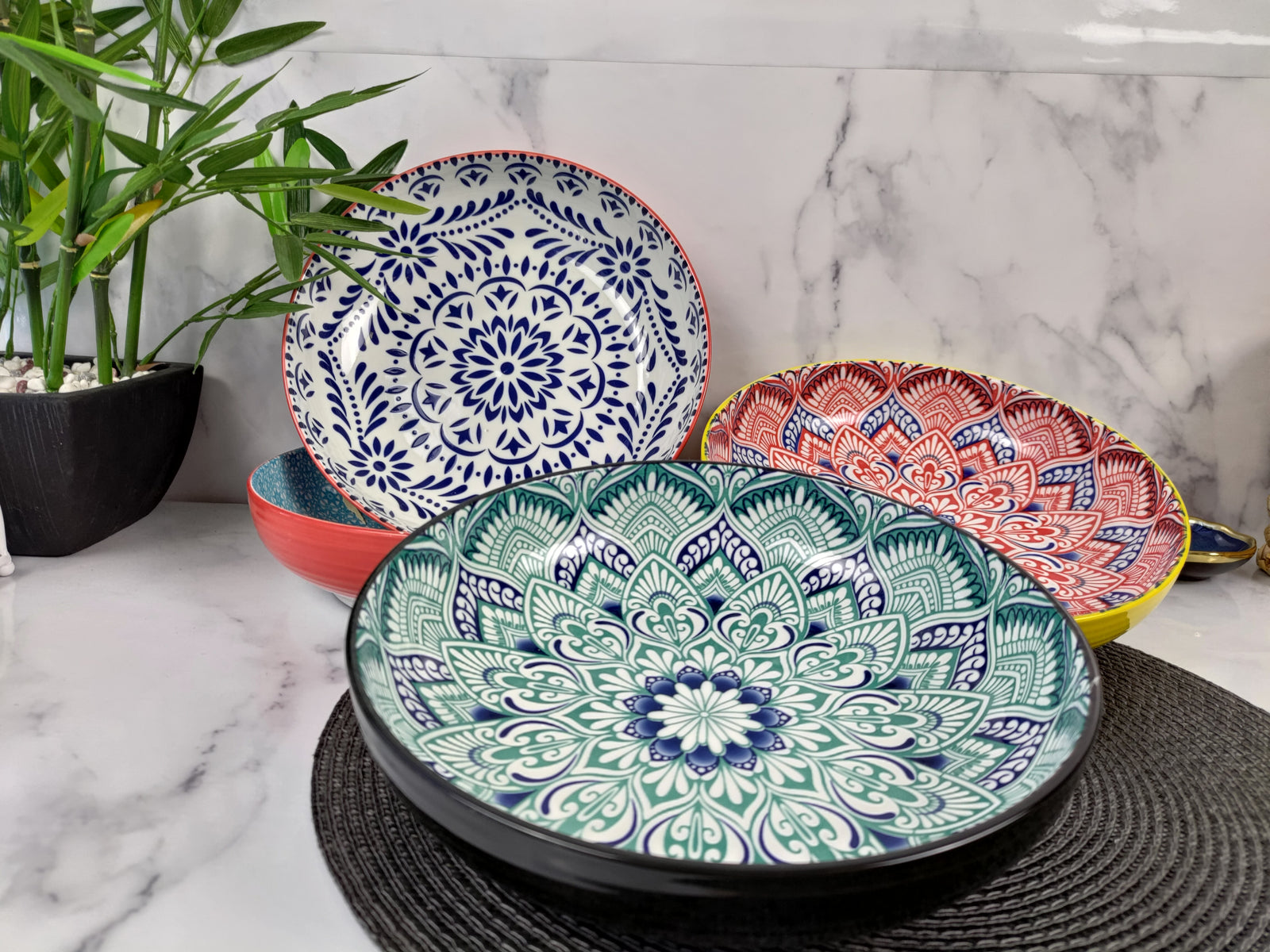 Tangier Multi-Coloured Shallow Serving Bowl