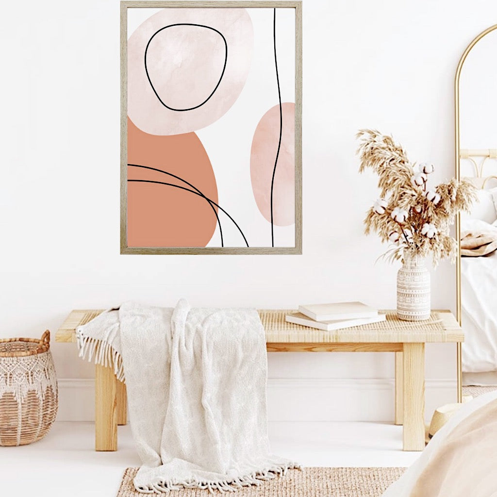 Bring colour and style to your walls with our Arc Blush Framed Wall Print. This beautiful framed art features a glass front and pine wood frame to add style and sophistication. Comes ready to hang 60 x 3 x 90cm.| Bliss Gifts &amp; Homewares | Unit 8, 259 Princes Hwy Ulladulla | South Coast NSW | Online Retail Gift &amp; Homeware Shopping | 0427795959, 44541523