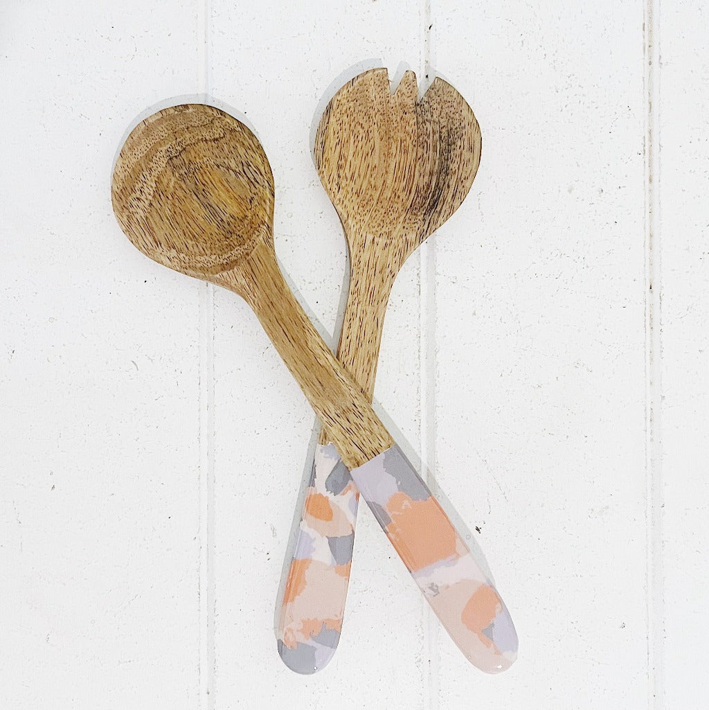 Complete your summer lunch or dinner table spread with a leafy salad easily served with our long handled Phoebe Wooden Salad Server Set. This set includes one serving spoon and one serving fork. Approx 27cm x 8cm.| Bliss Gifts &amp; Homewares | Unit 8, 259 Princes Hwy Ulladulla | South Coast NSW | Online Retail Gift &amp; Homeware Shopping | 0427795959, 44541523