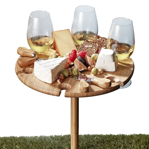 Made from lightweight bamboo, this circular tray includes four stainless steel cheese knives, screw legs in two heights and six openings to safeguard your wine-stemmed glasses – with room for fine cheeses in the middle. BLISS Gifts & Homewares - Online & In-store. AfterPay now available.| Bliss Gifts & Homewares | Unit 8, 259 Princes Hwy Ulladulla | South Coast NSW | Online Retail Gift & Homeware Shopping | 0427795959, 44541523
