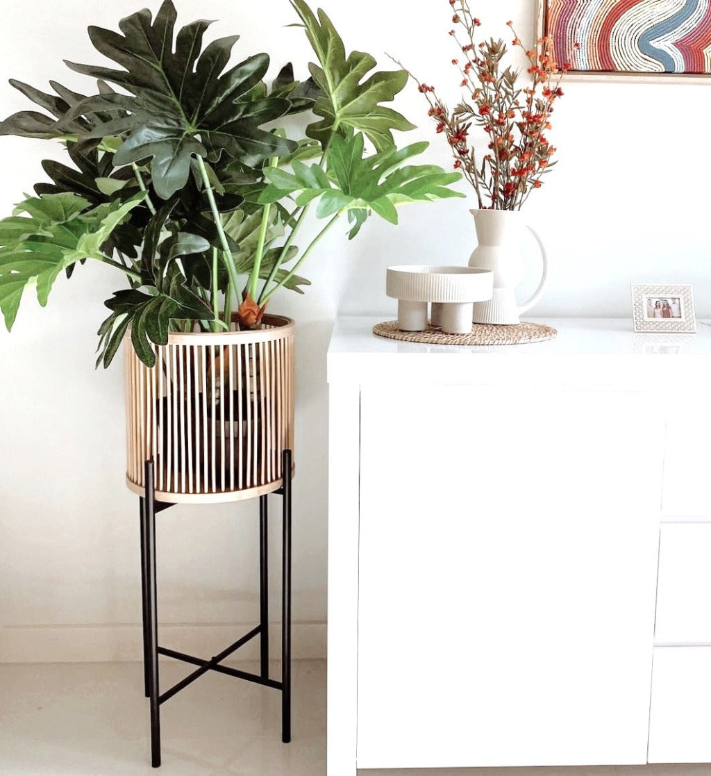 Rhythm Plant Stands - metal base - stunning natural bamboo basket - Large: 35x100cm - Small: 35x80cm - Basket size: 31x31cm | Salt&amp;Pepper |Bliss Gifts &amp; Homewares - Unit 8, 259 Princes Hwy Ulladulla - Shop Online &amp; In store - 0427795959, 44541523 - Australia wide shipping