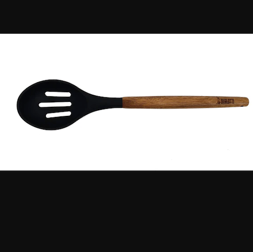 Bialetti St Clare Acacia Handle Silicone Slotted Spoon - Kitchen Utensils - black silicone head - heat resistant up to 500degrees - solid acacia handle |Bliss Gifts &amp; Homewares - Unit 8, 259 Princes Hwy Ulladulla - Shop Online &amp; In store - 0427795959, 44541523 - Australia wide shipping 