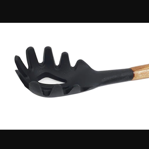 Bialetti St Clare Acacia Handle Silicone Spaghetti Spoon - Kitchen Utensils - black silicone head - heat resistant up to 500degrees - solid acacia handle |Bliss Gifts &amp; Homewares - Unit 8, 259 Princes Hwy Ulladulla - Shop Online &amp; In store - 0427795959, 44541523 - Australia wide shipping 