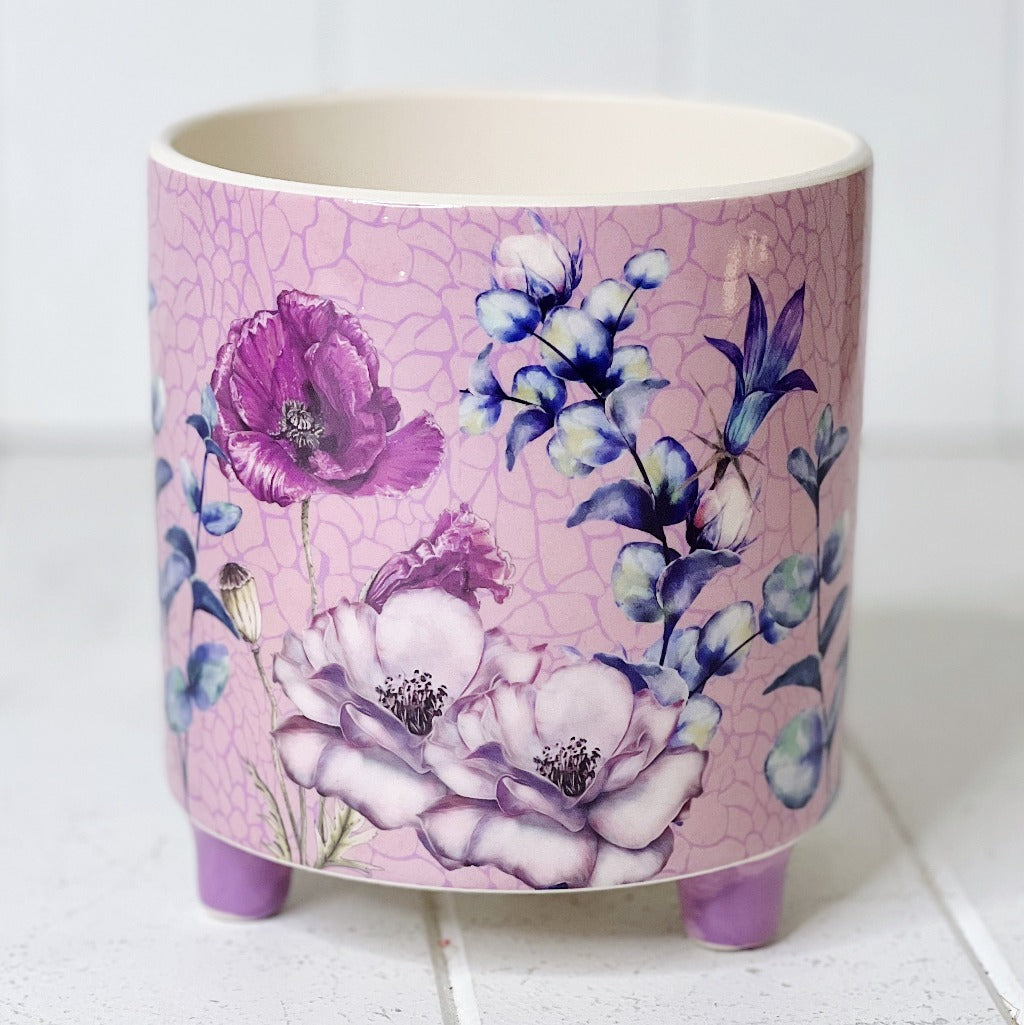 Round Ceramic Pot on Legs | Flower Pot Stand